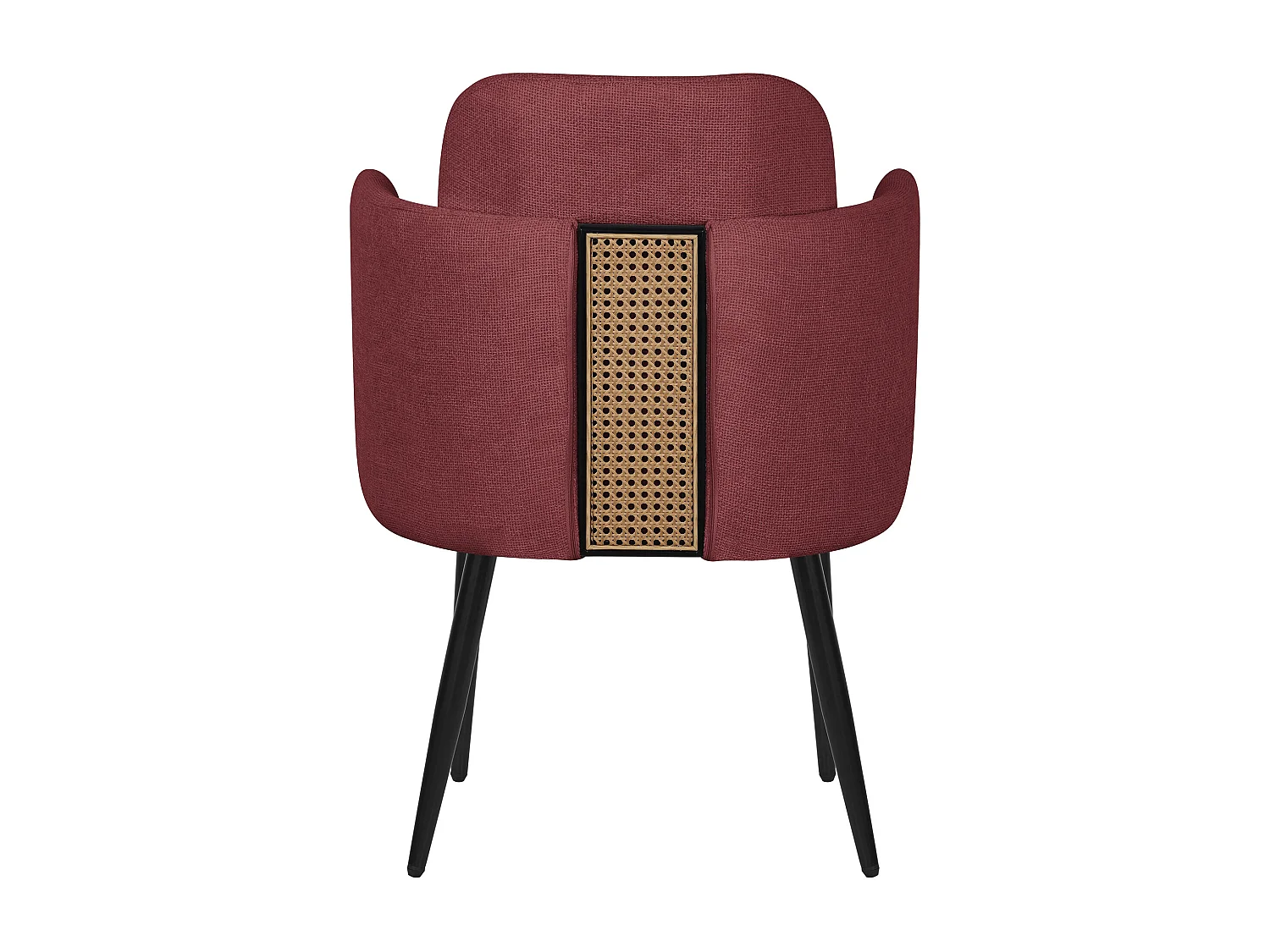 ML-Design 6x Sedie da pranzo rosso, in tessuto, poltrone ergonomiche da cucina con braccioli e schienale in rattan, poltroncine imbottite per salotto