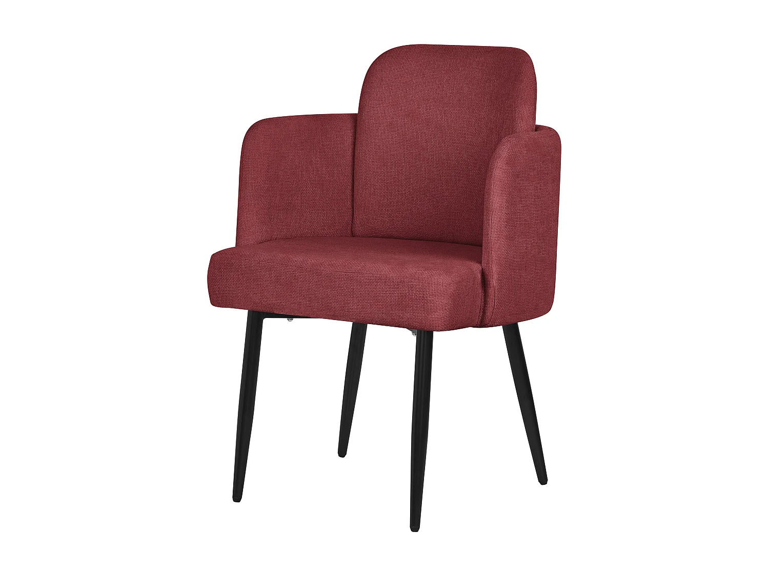 ML-Design Sedia da pranzo rosso, in tessuto, sedia da cucina con braccioli e schienale in rattan, poltroncina imbottita, poltrona per soggiorno