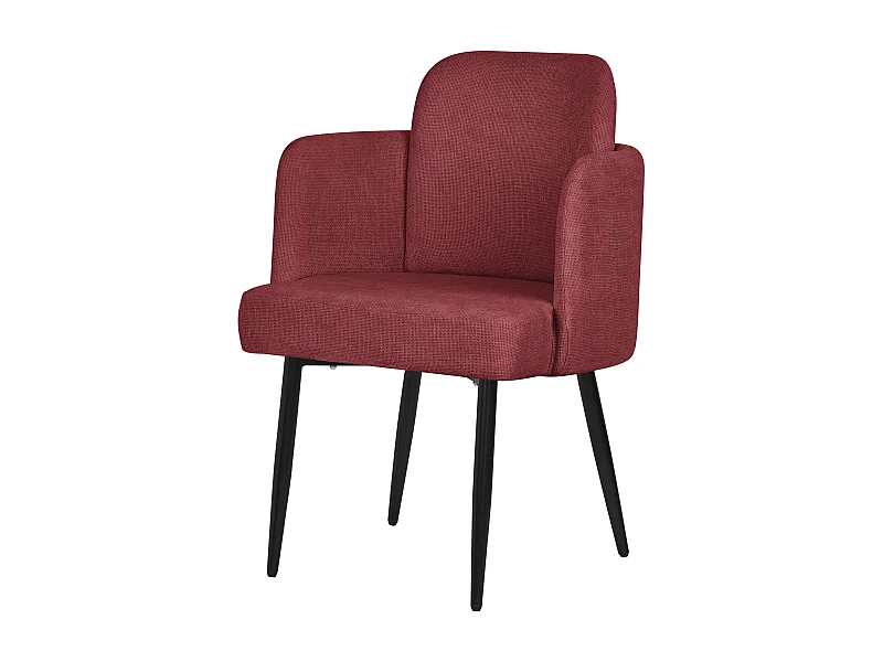 ML-Design Sedia da pranzo rosso, in tessuto, sedia da cucina con braccioli e schienale in rattan, poltroncina imbottita, poltrona per soggiorno