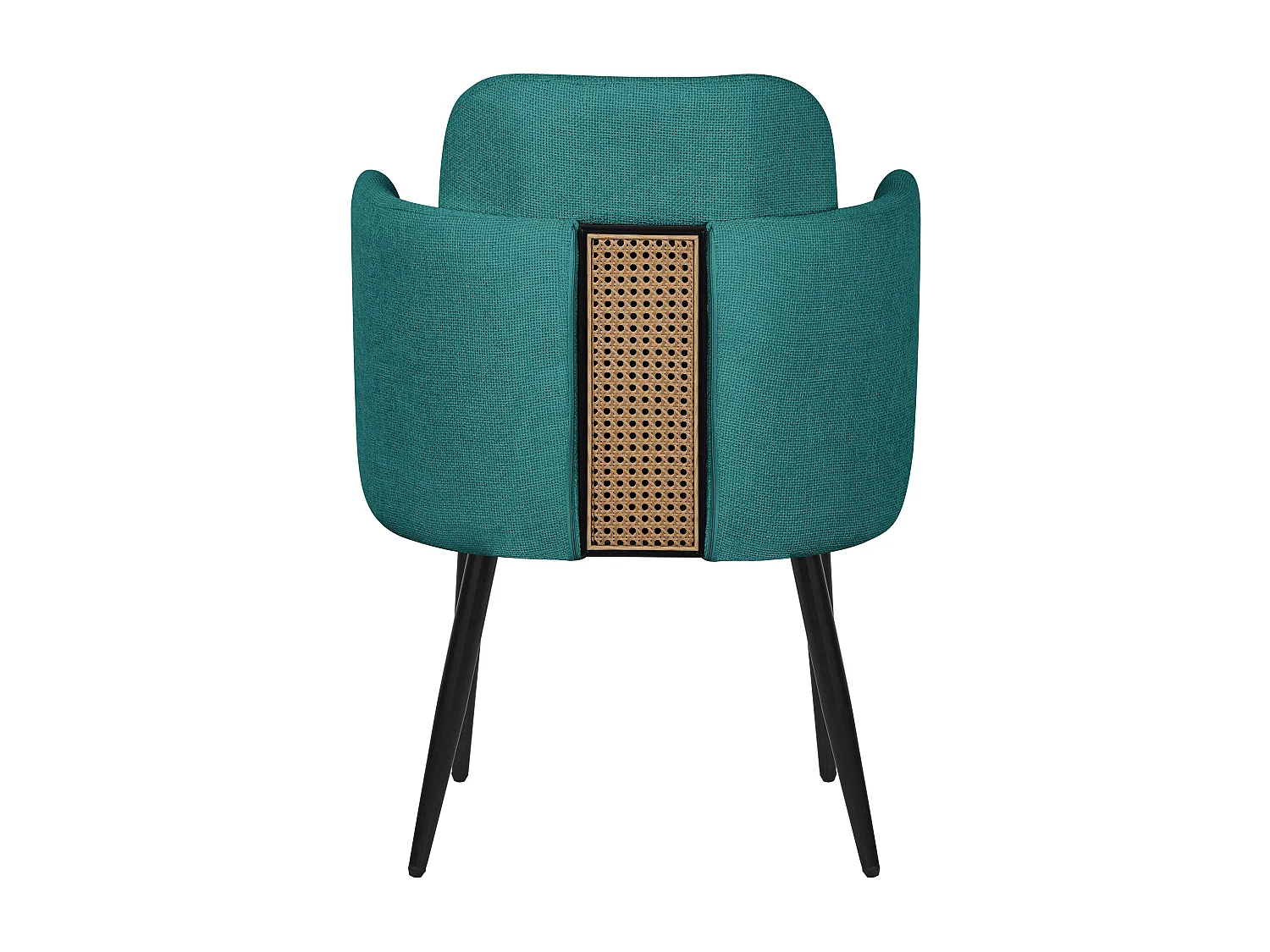 ML-Design Sedia da pranzo verde petrolio, in tessuto, sedia da cucina con braccioli e schienale in rattan, poltroncina imbottita, poltrona per salotto