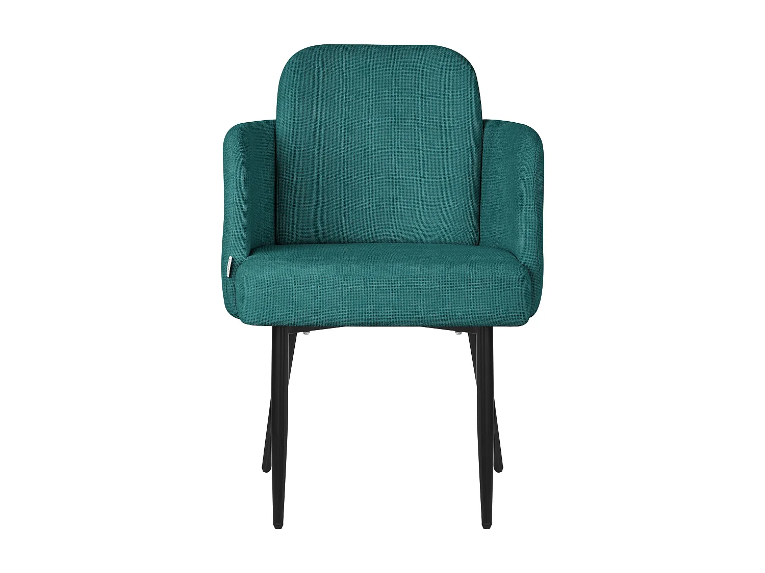 ML-Design 4x Sillas de comedor con funda de tela turquesa oscuro asientos con respaldo y reposabrazos de ratán mueble tapizado y patas de metal