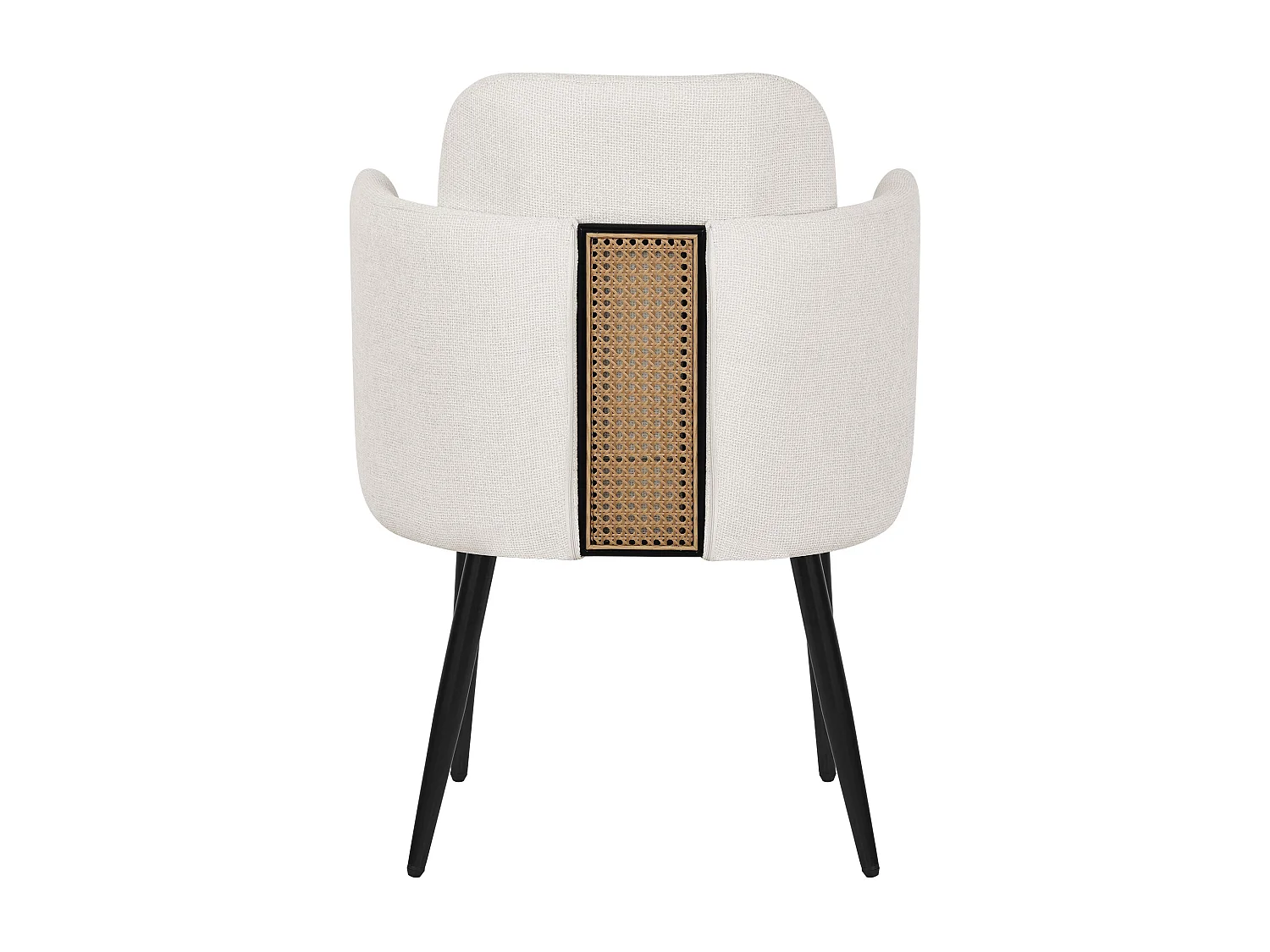 ML-Design 4x Sillas de comedor con funda de tela beige asientos sofá de salón con respaldo y reposabrazos de ratán mueble tapizado con patas de metal