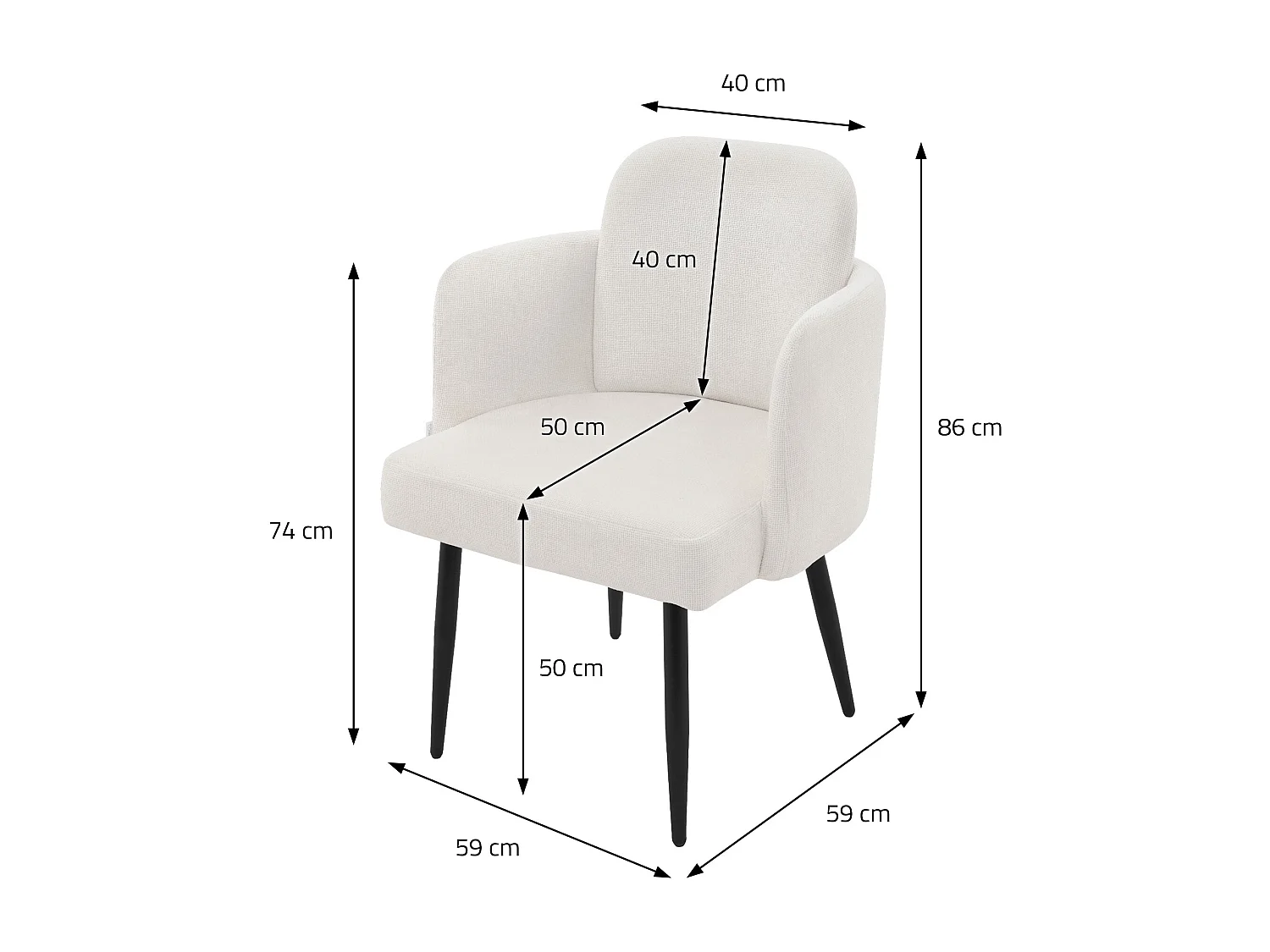 ML-Design 4x Sillas de comedor con funda de tela beige asientos sofá de salón con respaldo y reposabrazos de ratán mueble tapizado con patas de metal