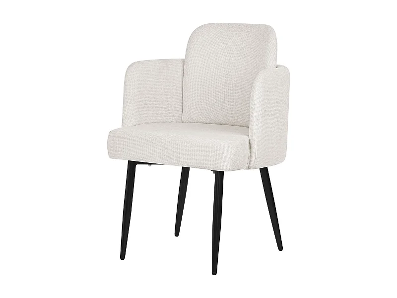 ML-Design Silla de comedor con funda de tela beige asiento sofá de salón con respaldo y reposabrazos de ratán mueble tapizado con patas de metal