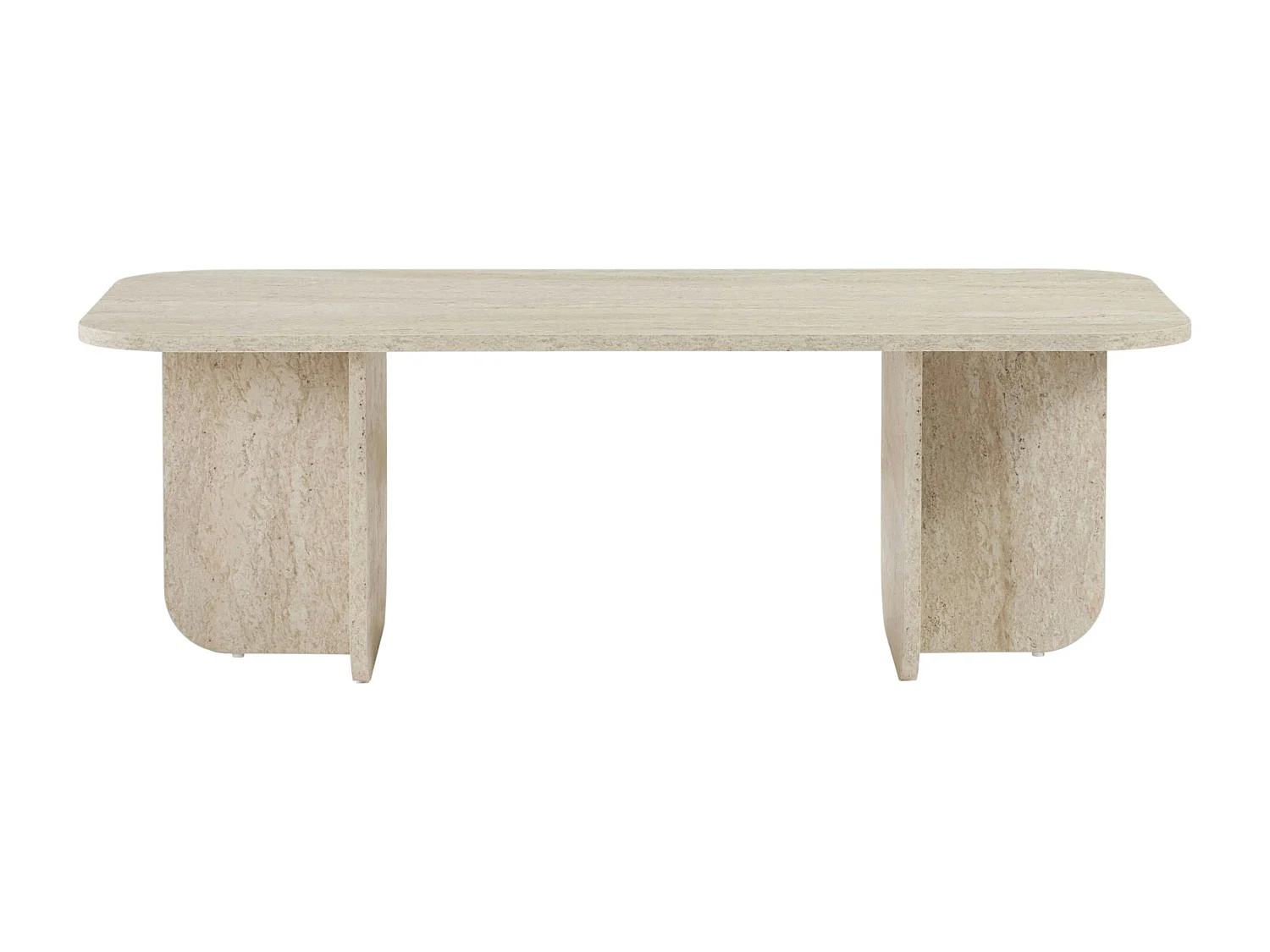 Table basse rectangulaire effet travertin bords ronds MARFA