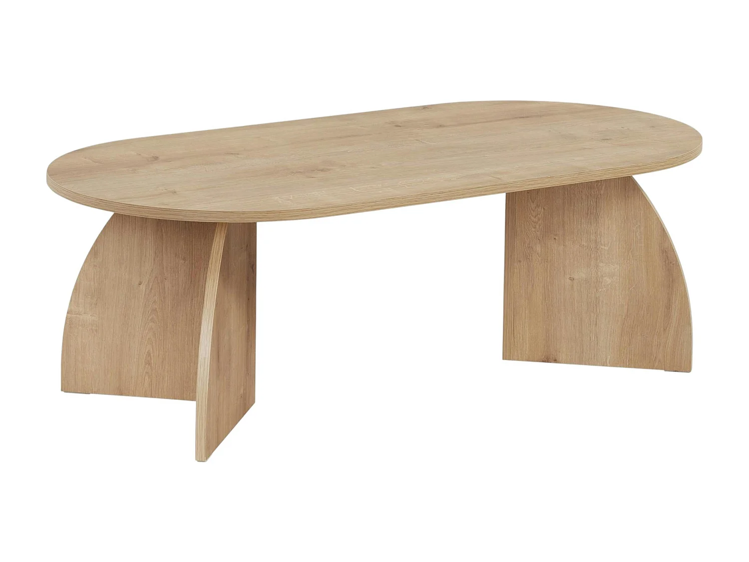 Table basse ovale effet bois de chêne, pieds courbes MARFA