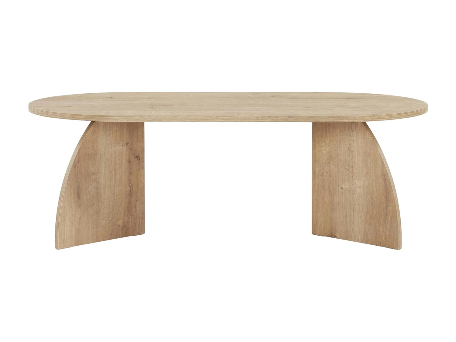 Table basse ovale effet bois de chêne, pieds courbes MARFA