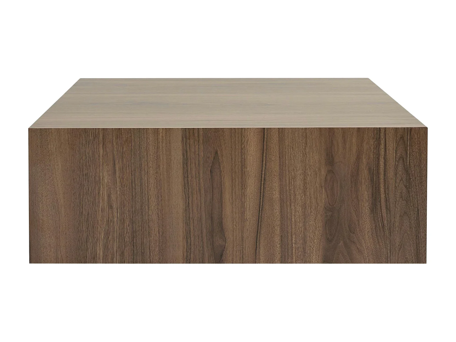 Table basse carrée effet noyer roulettes invisibles MARFA