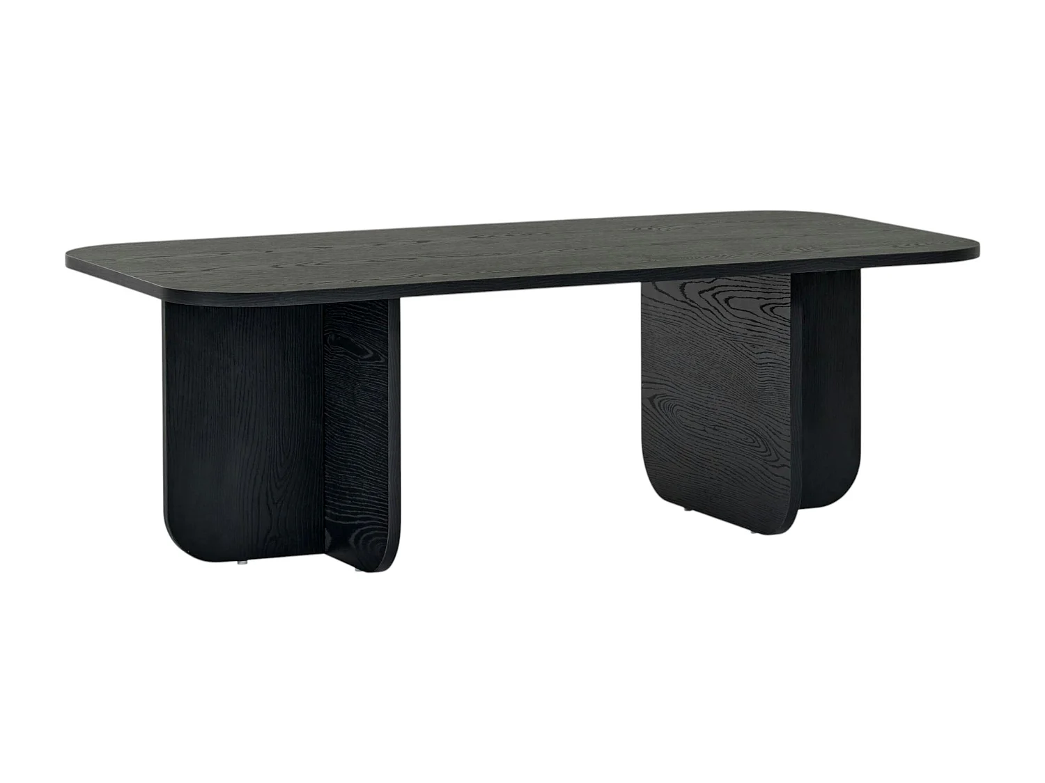 Table basse rectangulaire effet bois noir bords ronds MARFA
