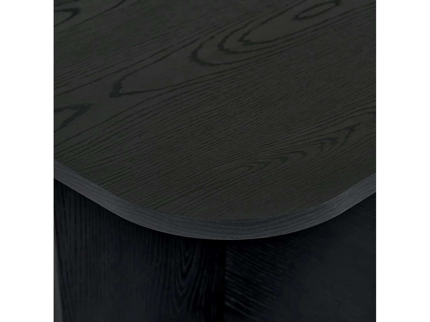 Table basse rectangulaire effet bois noir bords ronds MARFA