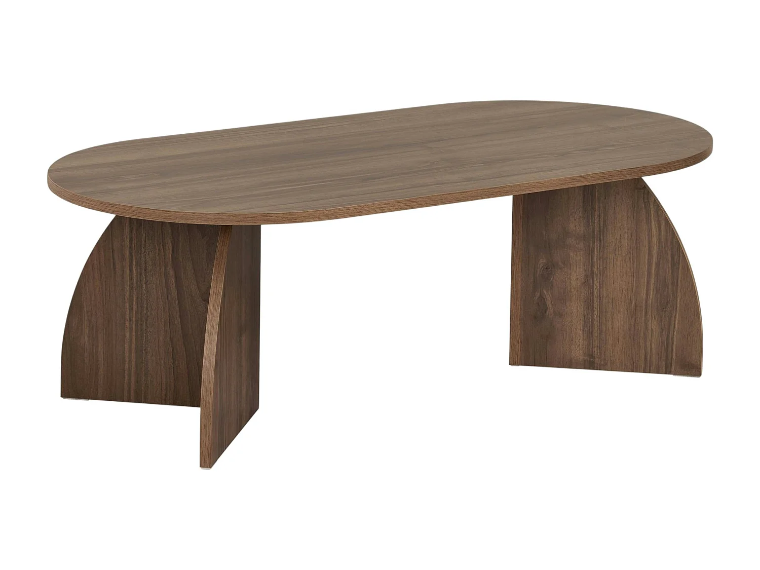 Table basse ovale effet bois de noyer pieds courbes MARFA