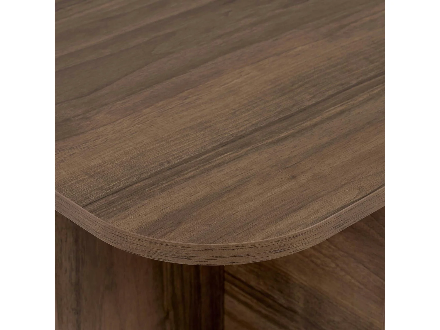 Table basse rectangulaire effet noyer bords ronds MARFA