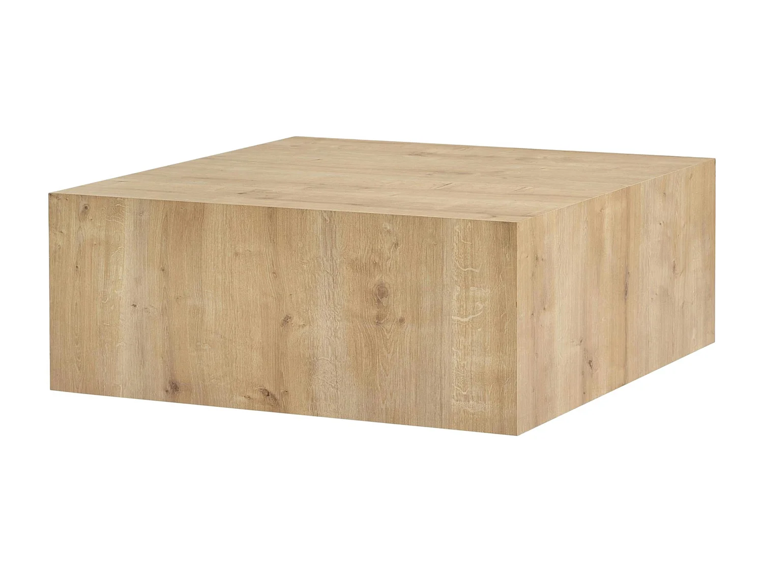 Table basse carrée effet bois clair roulettes invisibles MARFA