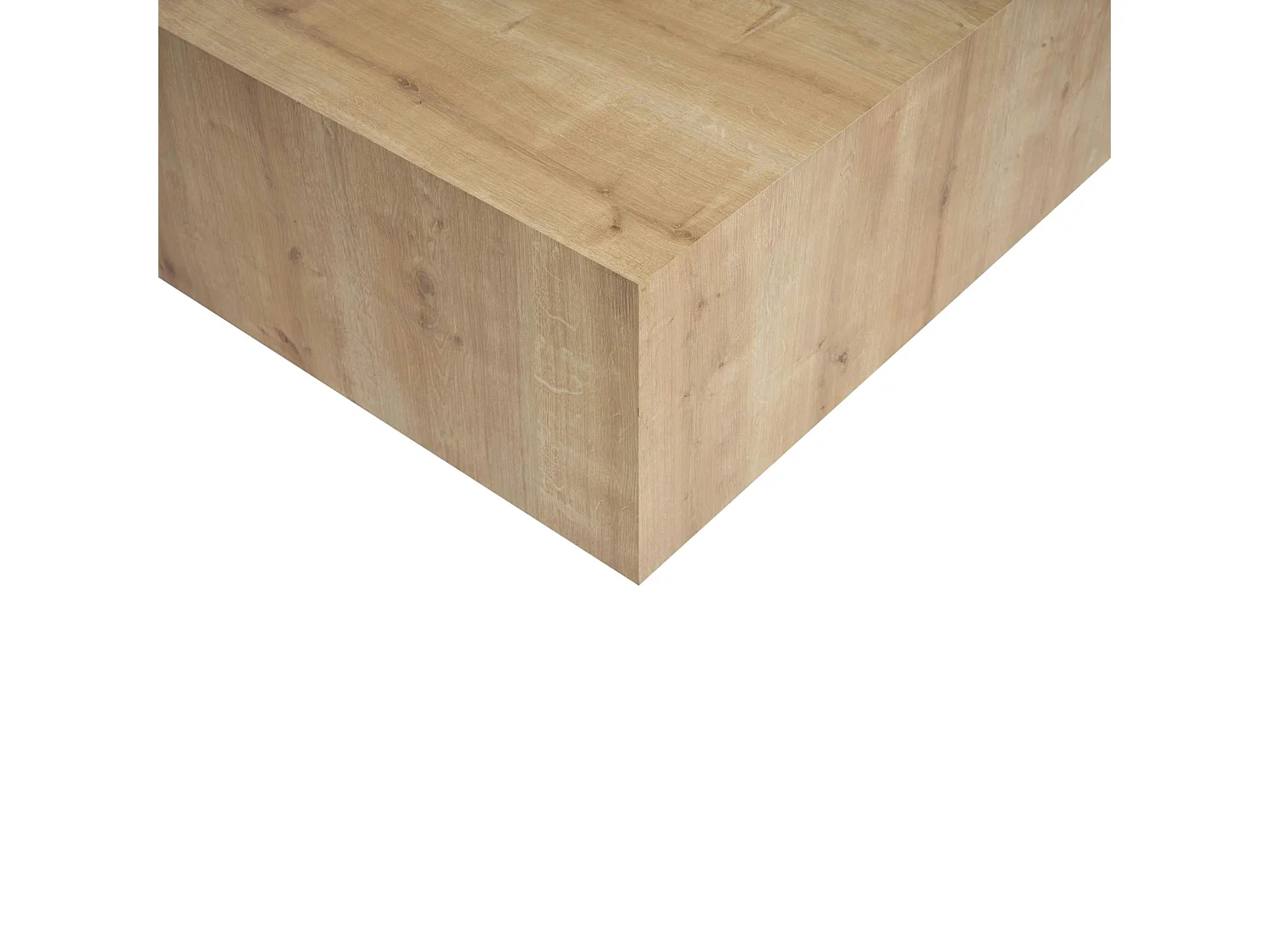 Table basse carrée effet bois clair roulettes invisibles MARFA