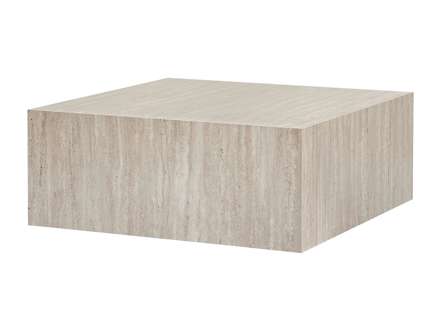 Table basse carrée effet travertin roulettes invisibles MARFA