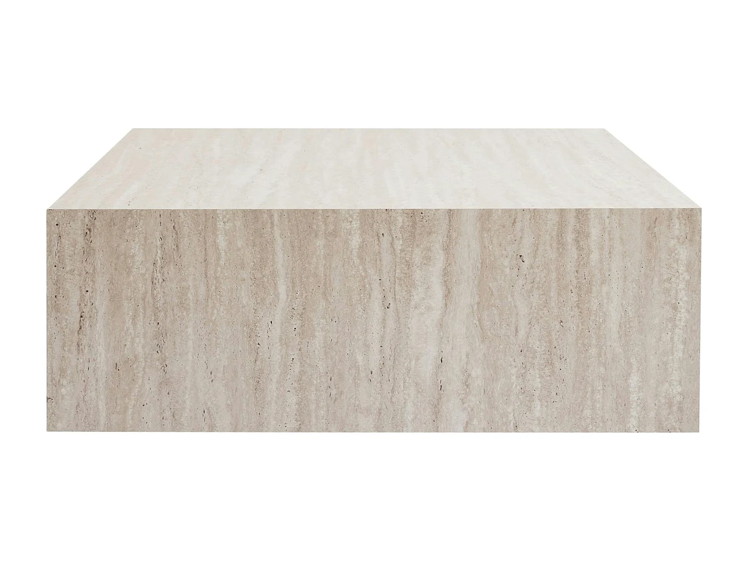 Table basse carrée effet travertin roulettes invisibles MARFA