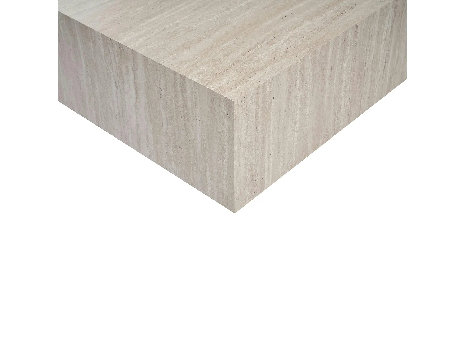 Table basse carrée effet travertin roulettes invisibles MARFA