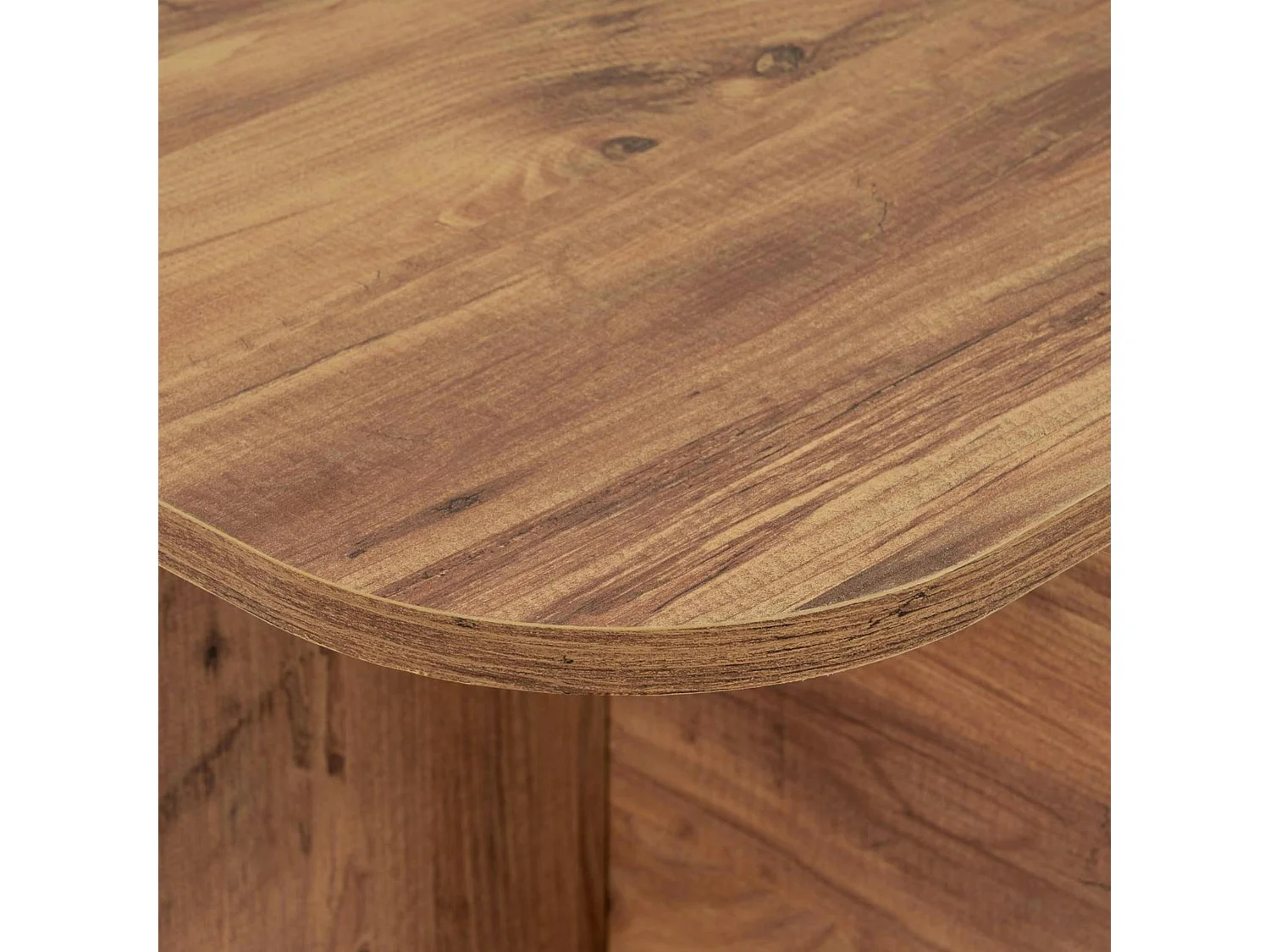 Table basse rectangulaire effet pin bords ronds MARFA