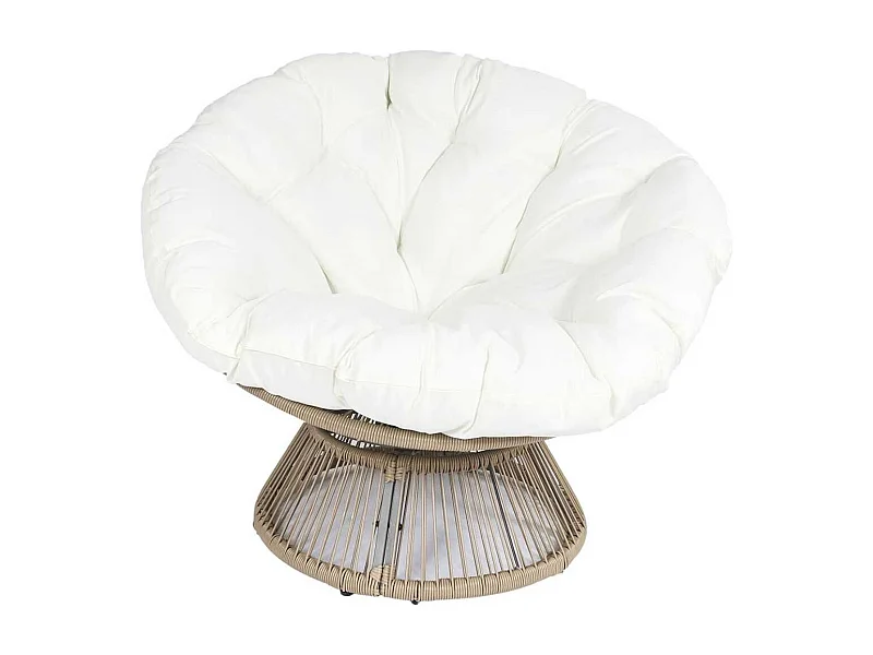 Fauteuil lounge pivotant avec assise coussin capitonné blanc - RIVIA