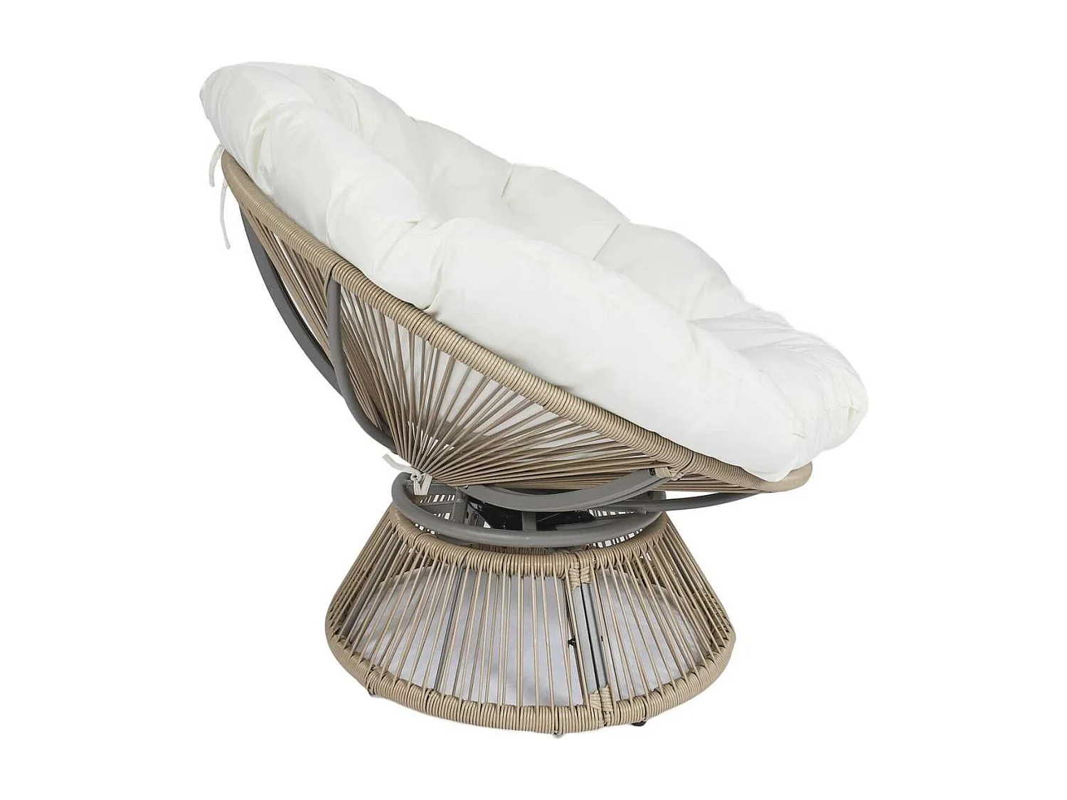 Fauteuil lounge pivotant avec assise coussin capitonné blanc - RIVIA