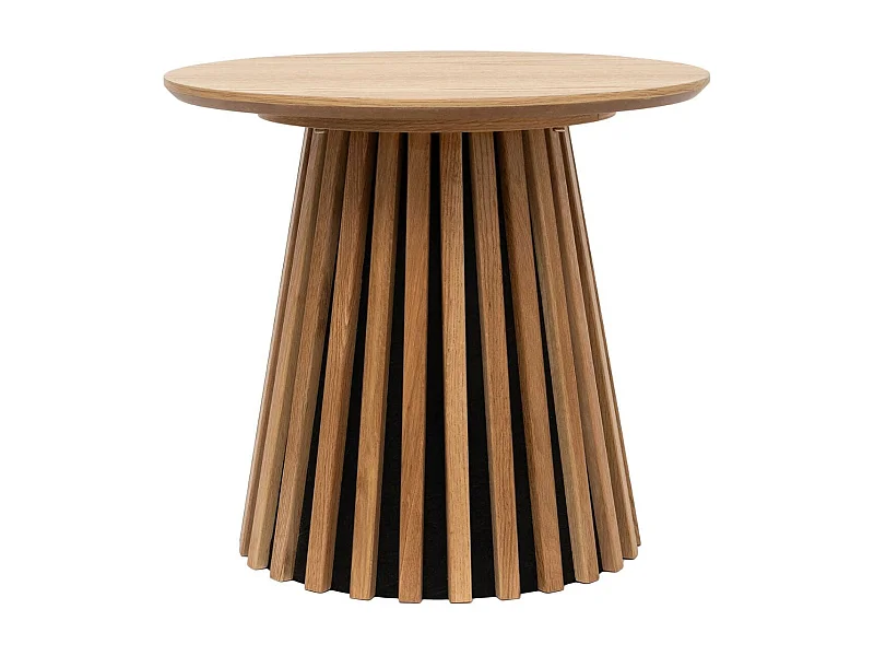 Bout de canapé Rond Pied Central Relief MDF Placage Chêne clair - DUBLIN