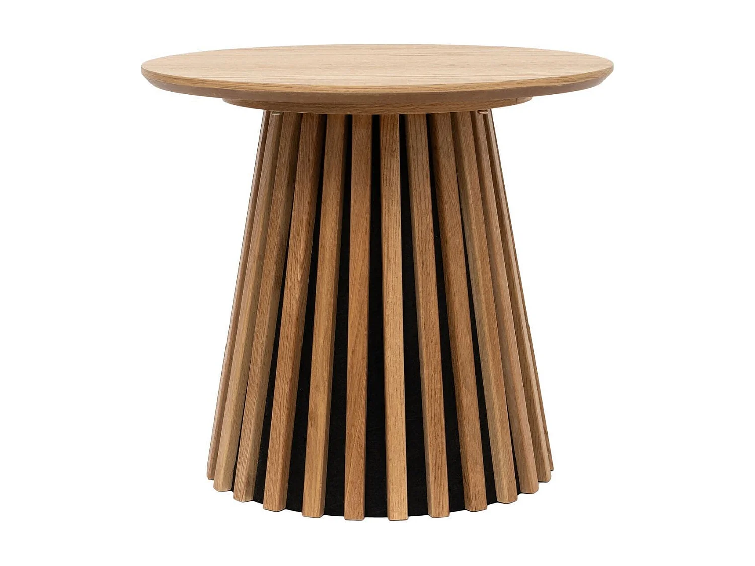 Bout de canapé Rond Pied Central Relief MDF Placage Chêne clair - DUBLIN