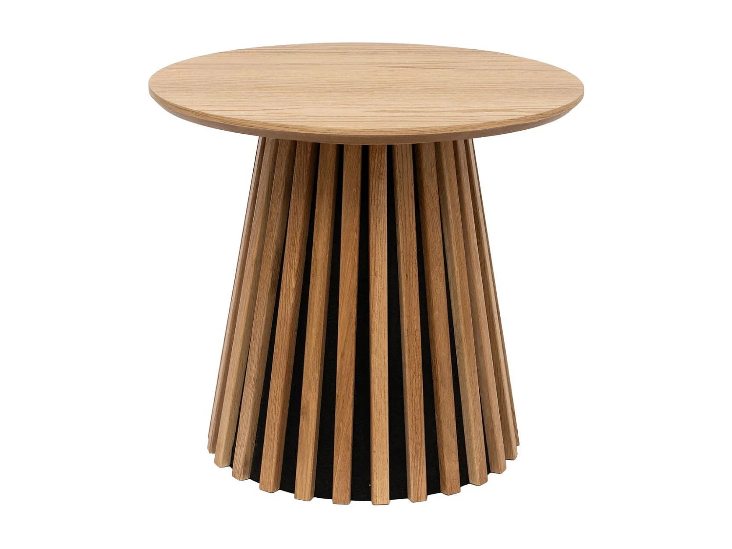 Bout de canapé Rond Pied Central Relief MDF Placage Chêne clair - DUBLIN