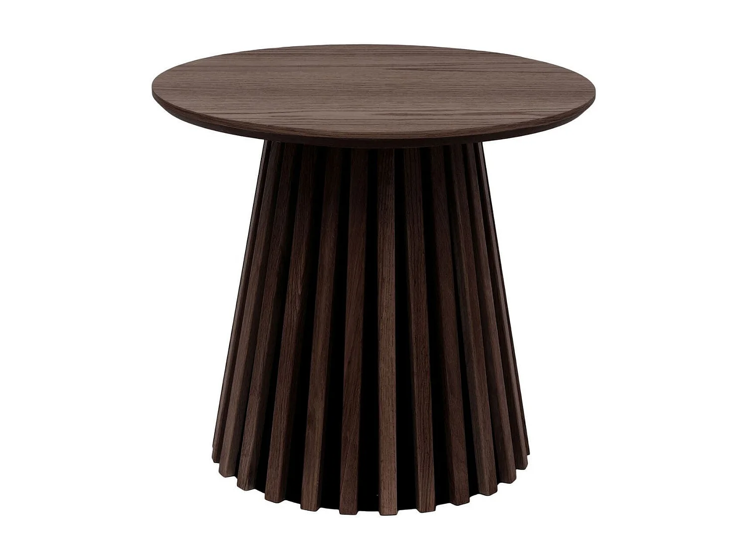 Bout de canapé Rond Pied Central Relief MDF Placage Chêne fumé - DUBLIN