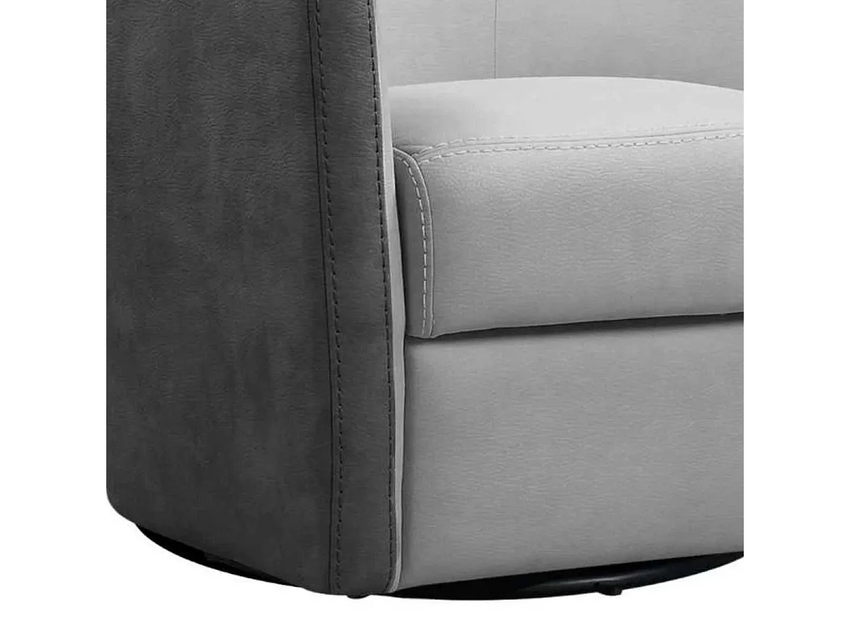 Fauteuil cabriolet pivotant 360° micro peau gris clair et gris foncé - GINKO