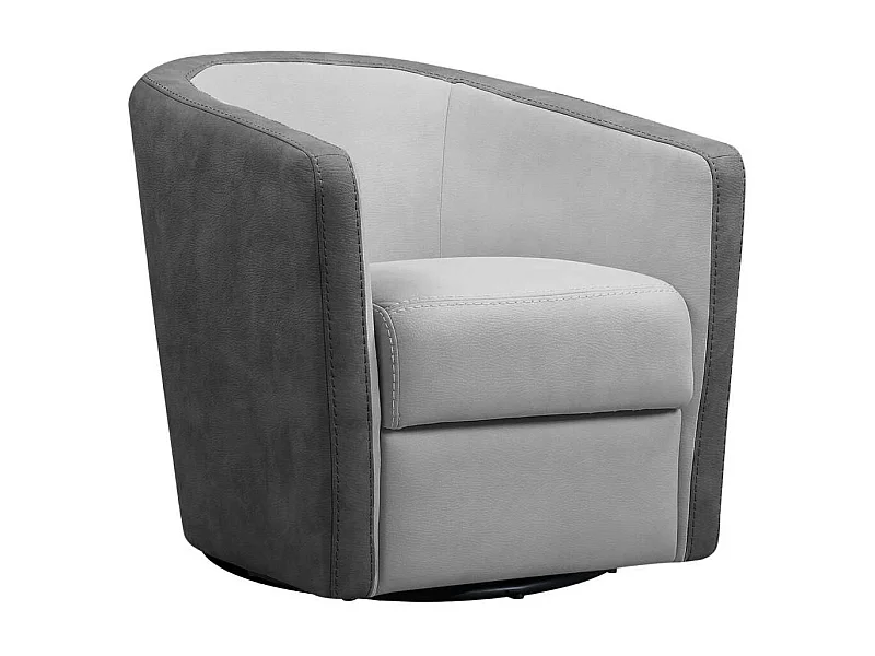 Fauteuil cabriolet pivotant 360° micro peau gris clair et gris foncé - GINKO