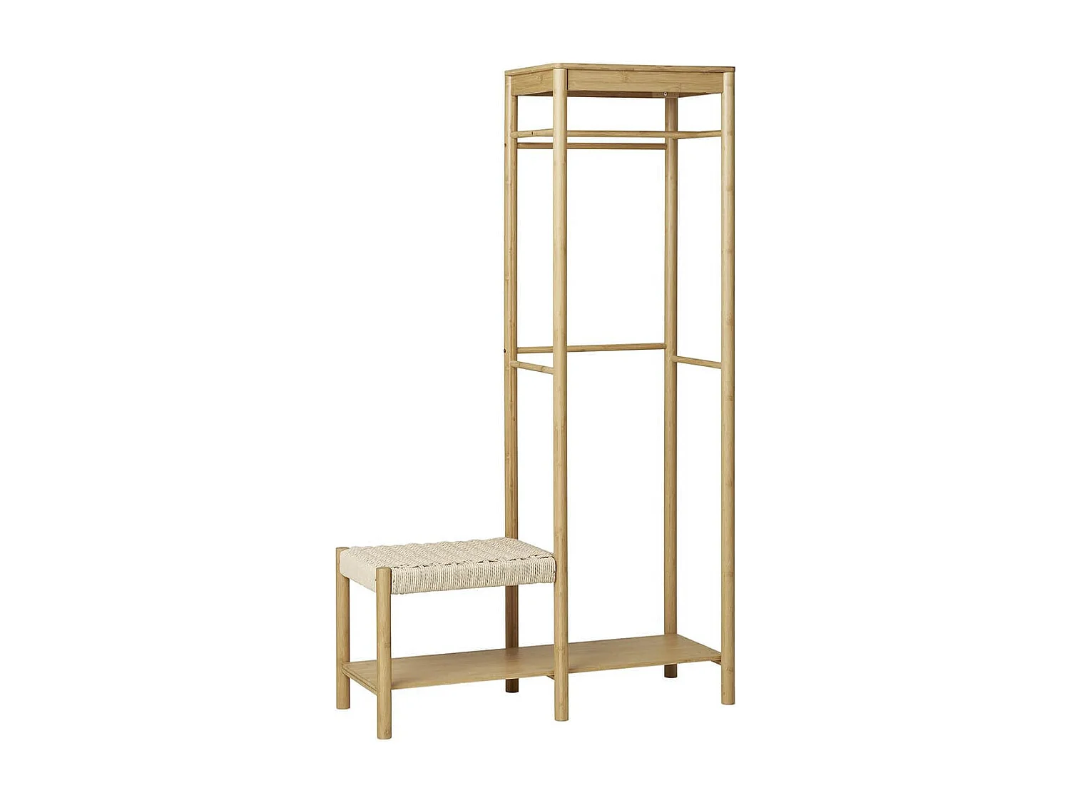 Meuble d'entrée Penderie avec Etagères à chaussure et assise en Bambou - WICKER