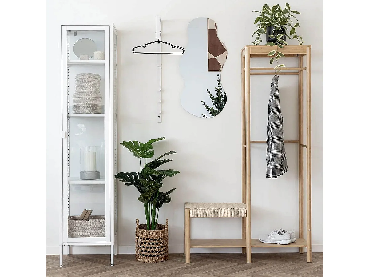 Meuble d'entrée Penderie avec Etagères à chaussure et assise en Bambou - WICKER