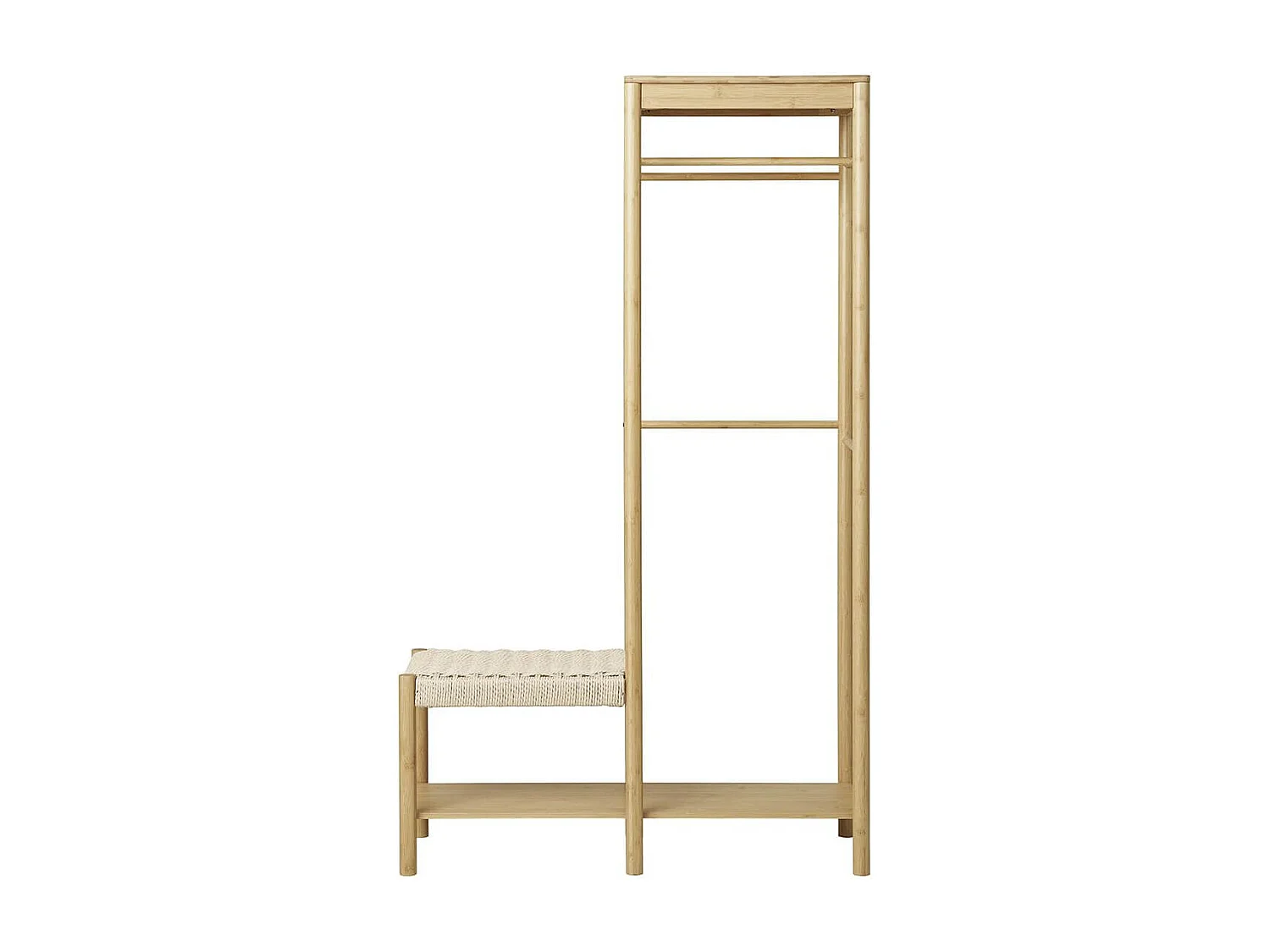 Meuble d'entrée Penderie avec Etagères à chaussure et assise en Bambou - WICKER