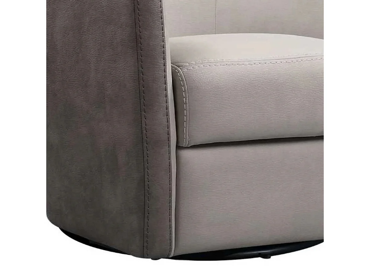 Fauteuil cabriolet pivotant 360° tissu micro peau mastic et brun taupe - GINKO