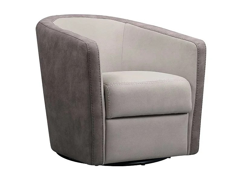 Fauteuil cabriolet pivotant 360° tissu micro peau mastic et brun taupe - GINKO