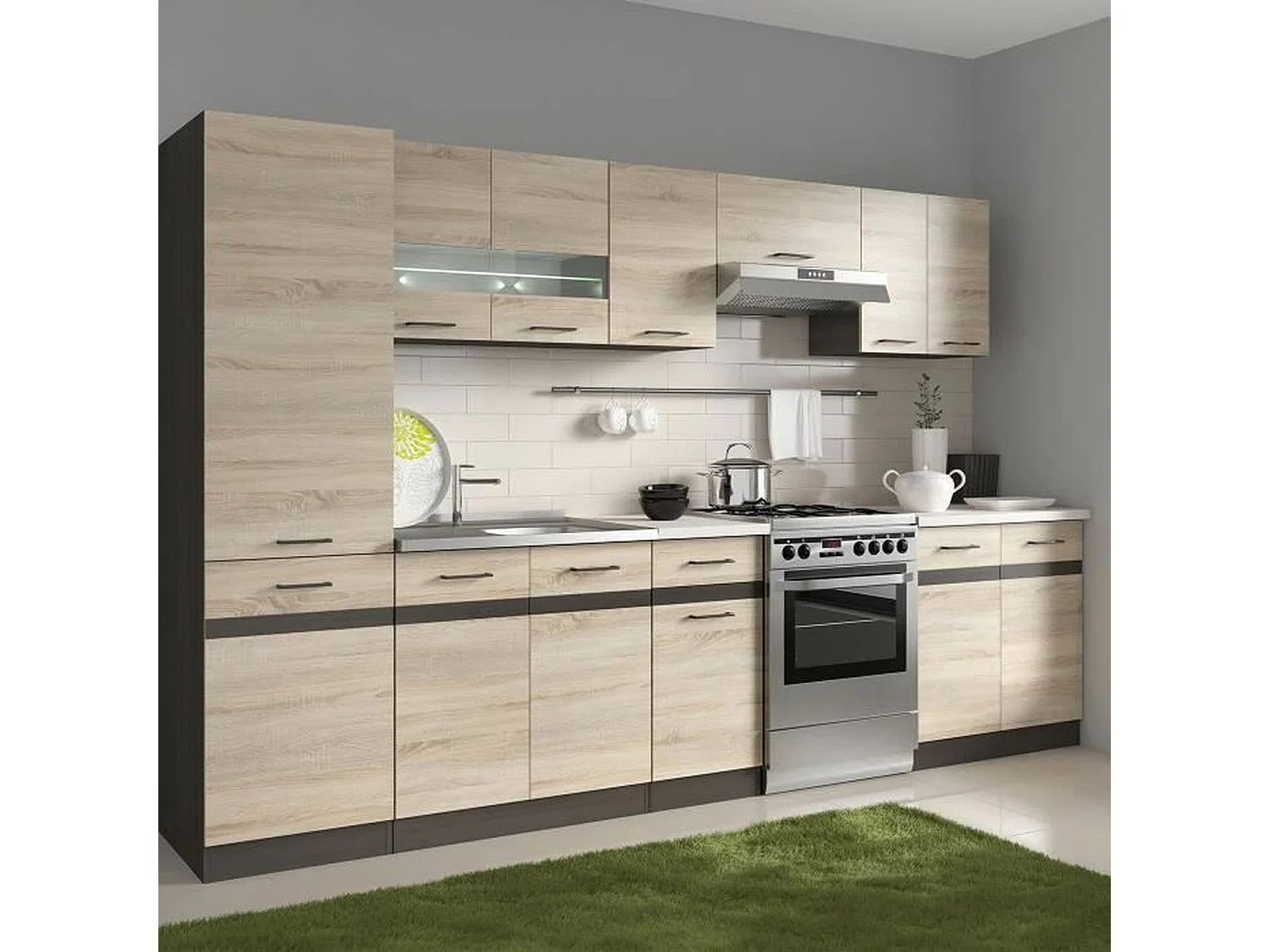 Küchensäule JUNONA 2 Türen Rechtsanschlag - Sonoma Eiche 50 x 196 x 46 cm