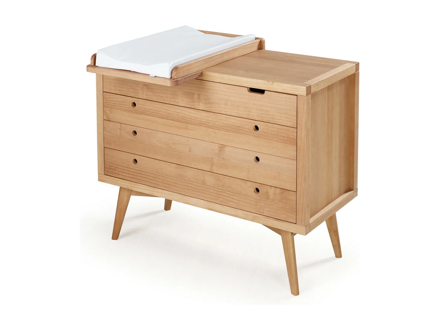 Commode à langer 4 tiroirs  bois massif bois naturel MARLEY
