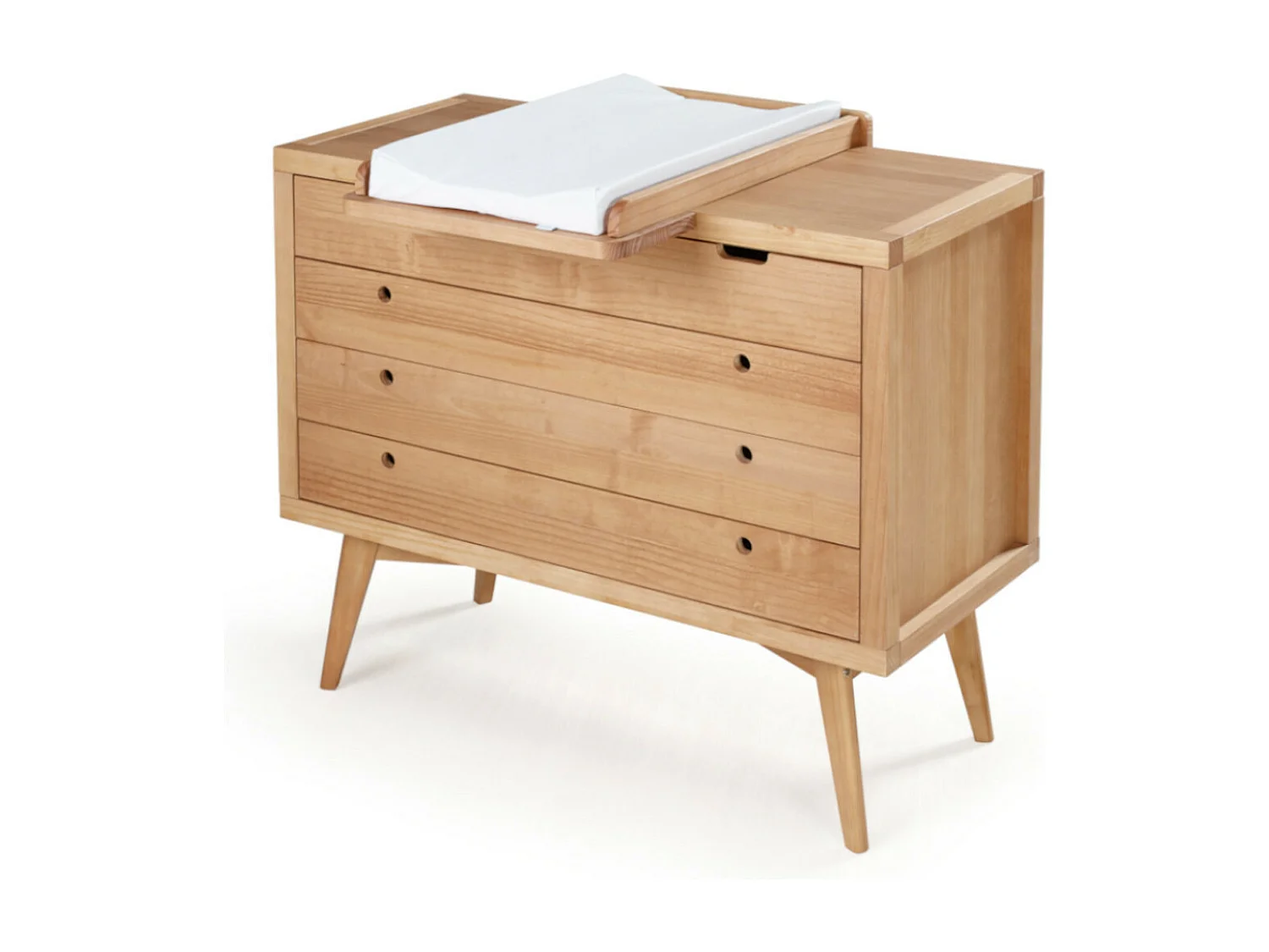 Commode à langer 4 tiroirs  bois massif bois naturel MARLEY