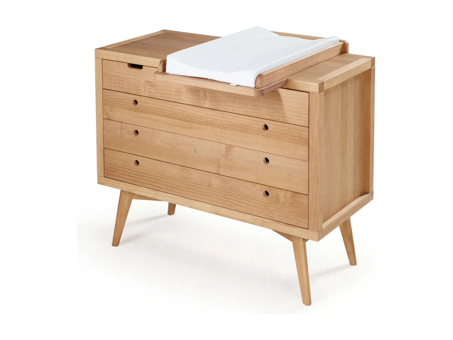Commode à langer 4 tiroirs  bois massif bois naturel MARLEY