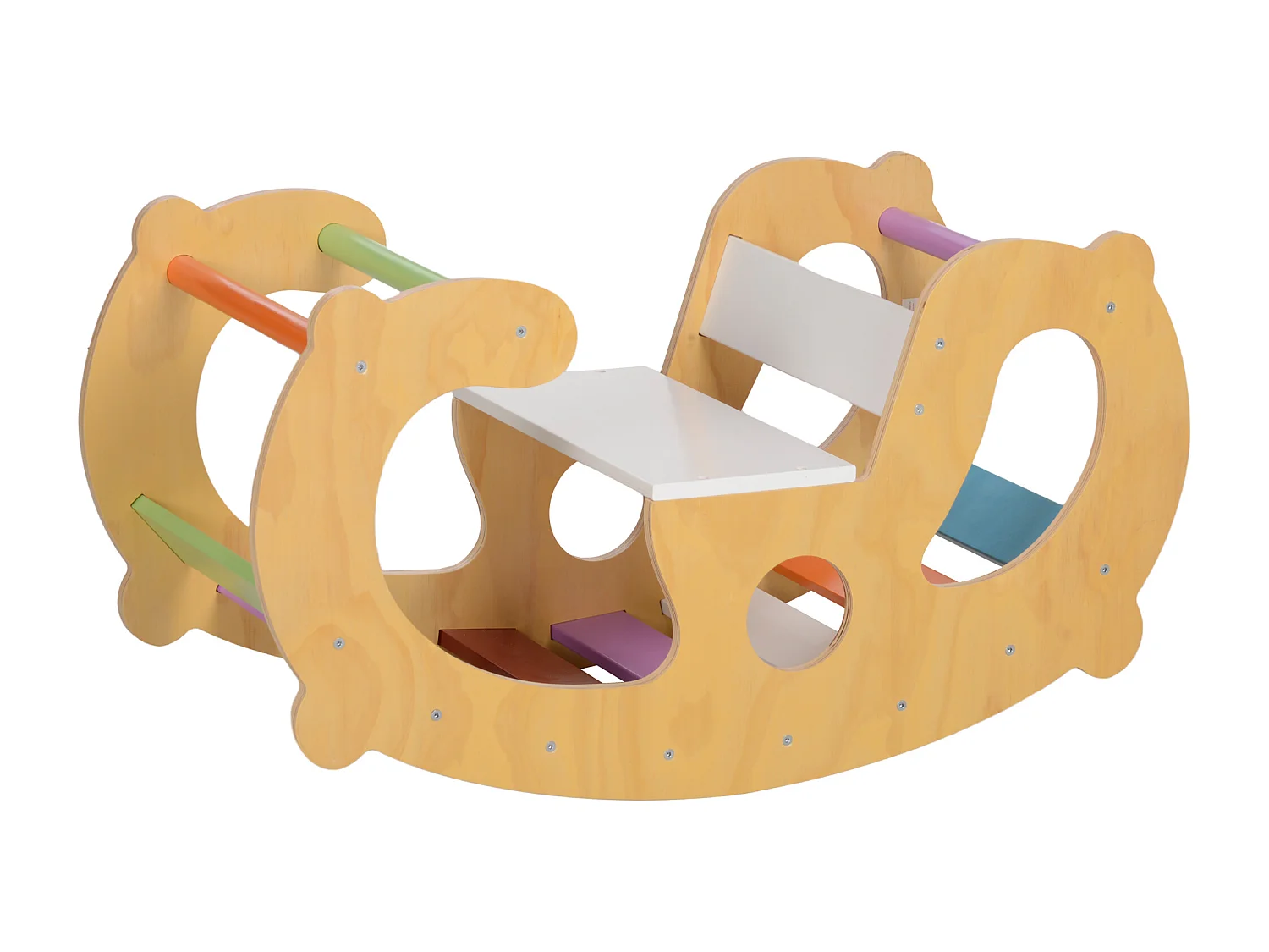 Arche d'escalade enfant jouet à bascule 2 en 1 bois pin naturel multicolore