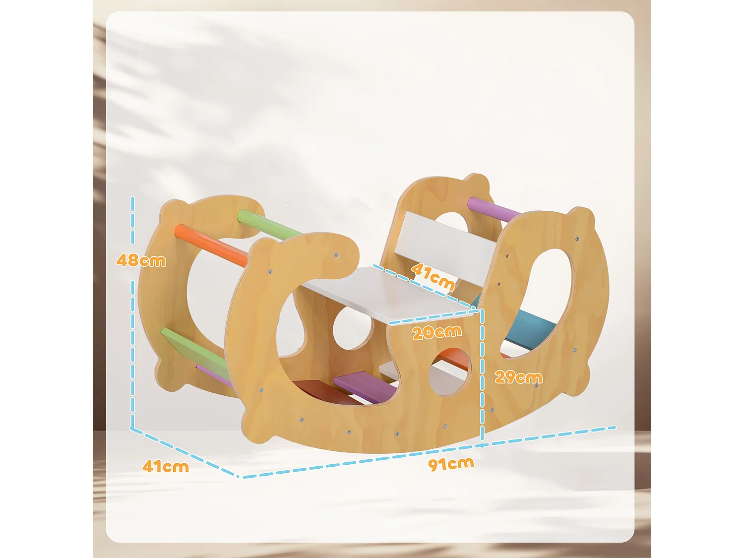 Arche d'escalade enfant jouet à bascule 2 en 1 bois pin naturel multicolore