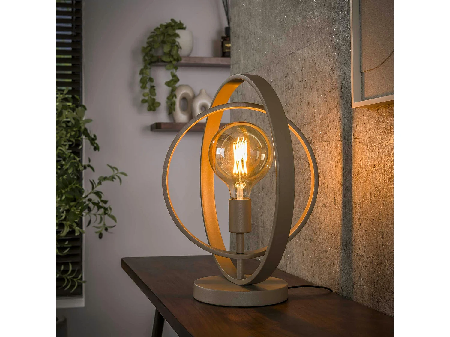 Lampe moderne beige mat, 2 anneaux pivotants TRIBECA