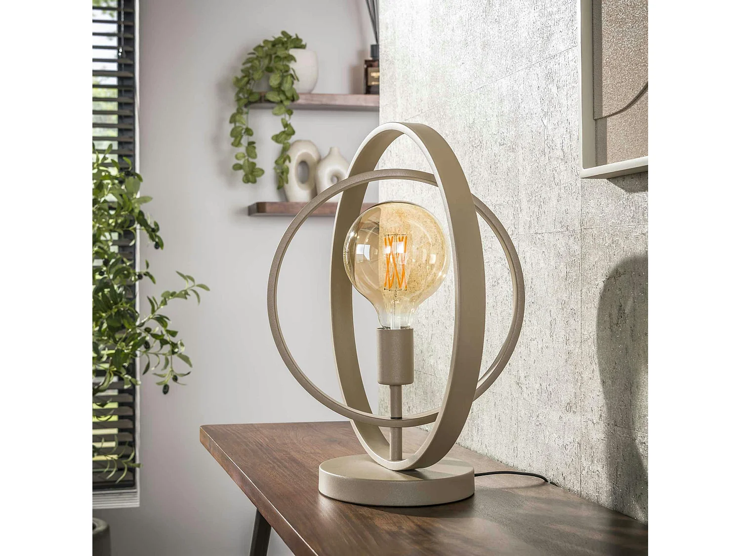 Lampe moderne beige mat, 2 anneaux pivotants TRIBECA