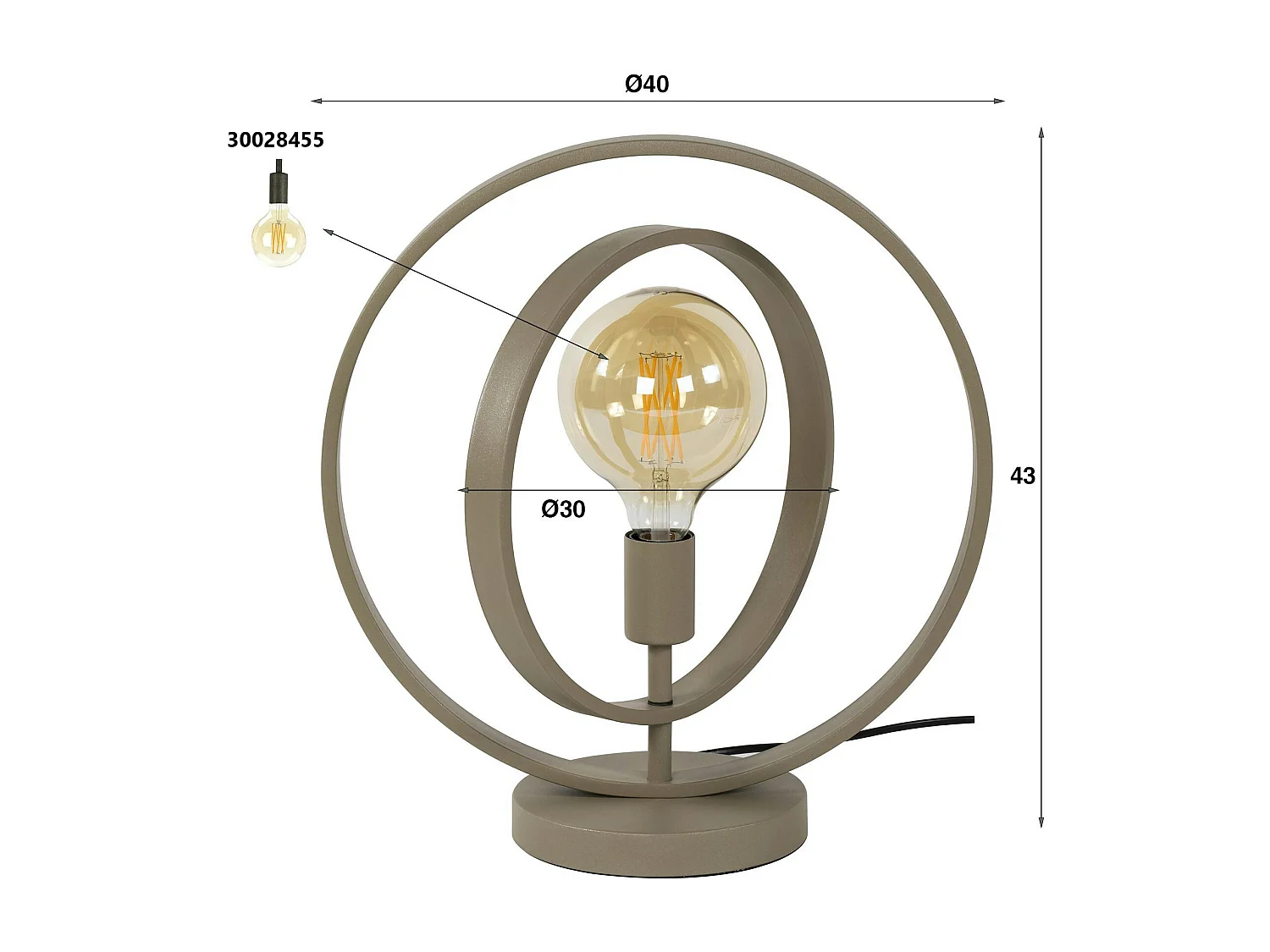 Lampe moderne beige mat, 2 anneaux pivotants TRIBECA