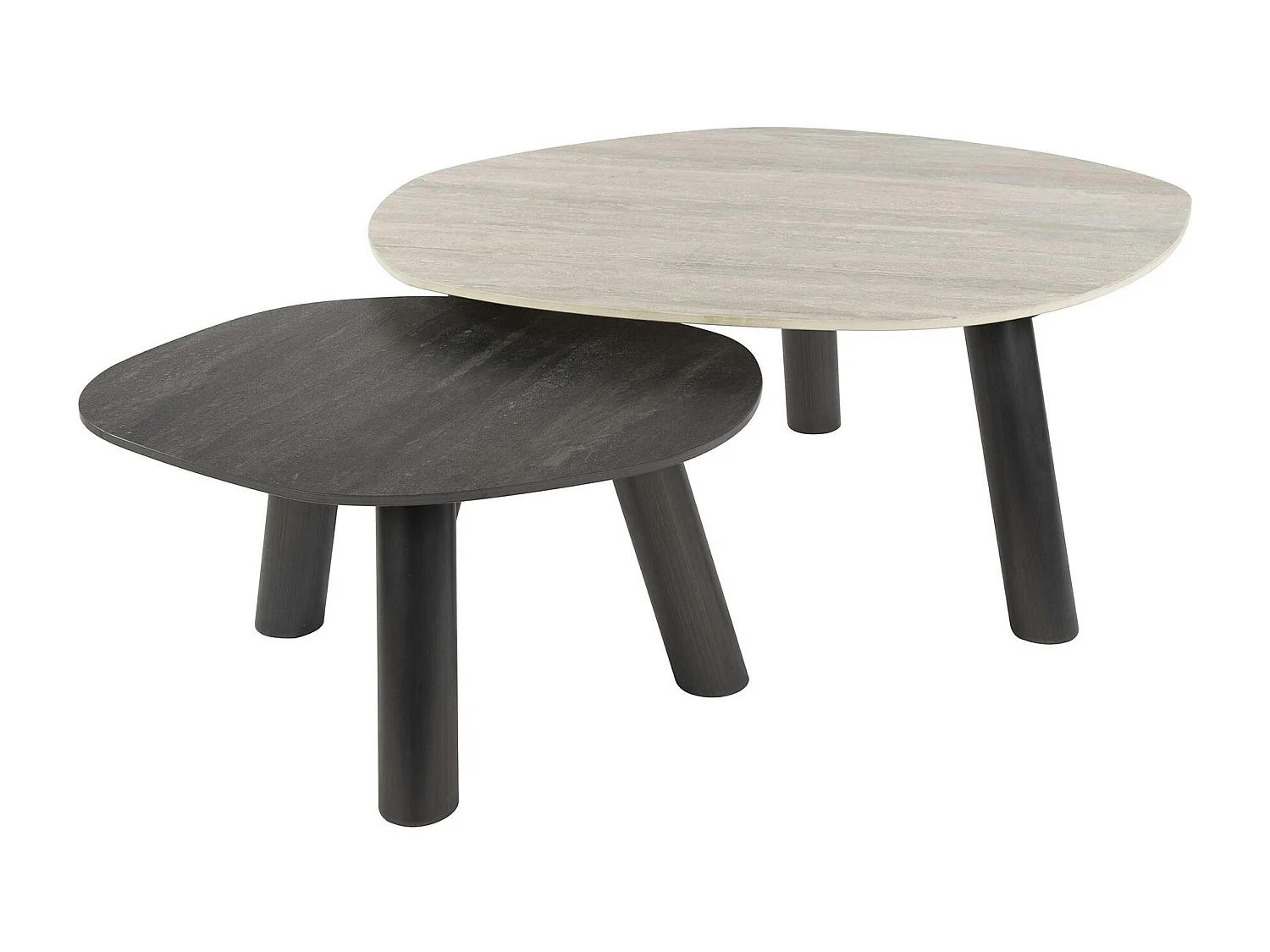 Tables basses design céramique 3D gris clair & foncé (x2) GALWAY