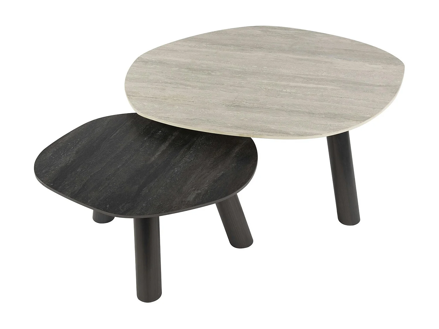 Tables basses design céramique 3D gris clair & foncé (x2) GALWAY