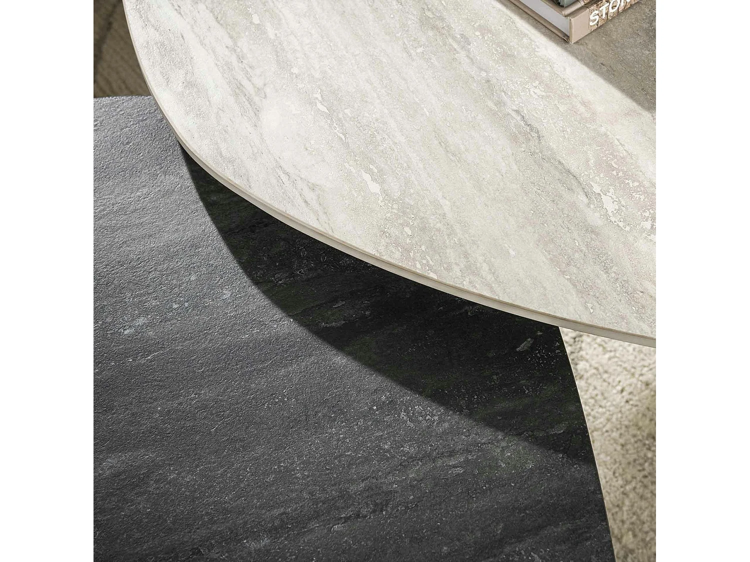 Tables basses design céramique 3D gris clair & foncé (x2) GALWAY