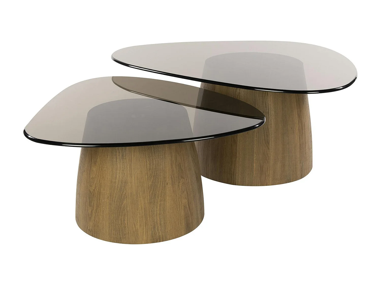 Tables salon verre fumé design triangle (lot de 2) MILOS