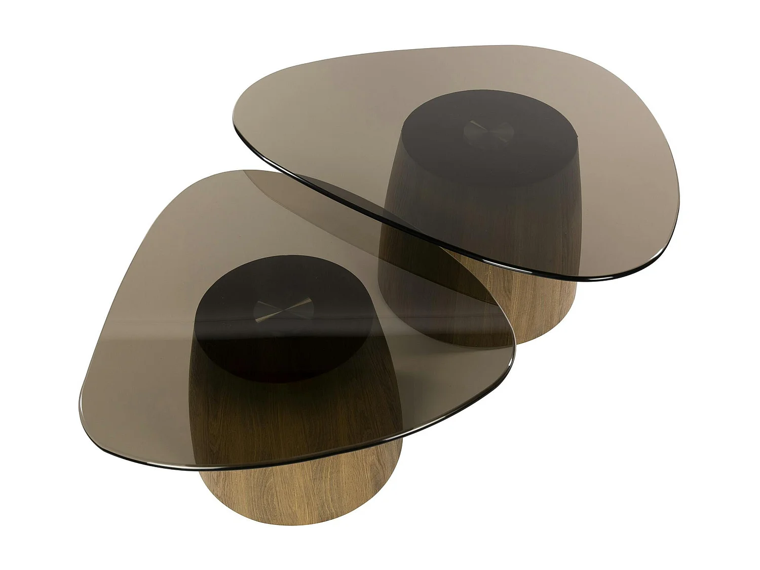 Tables salon verre fumé design triangle (lot de 2) MILOS