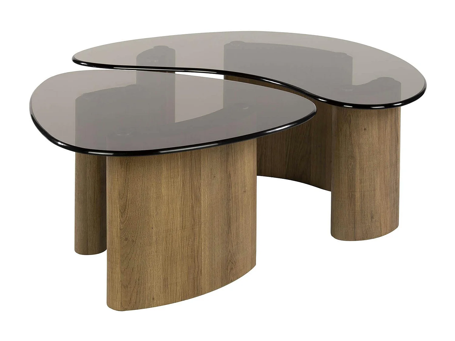 Tables salon verre fumé, design organique (lot de 2) MILOS